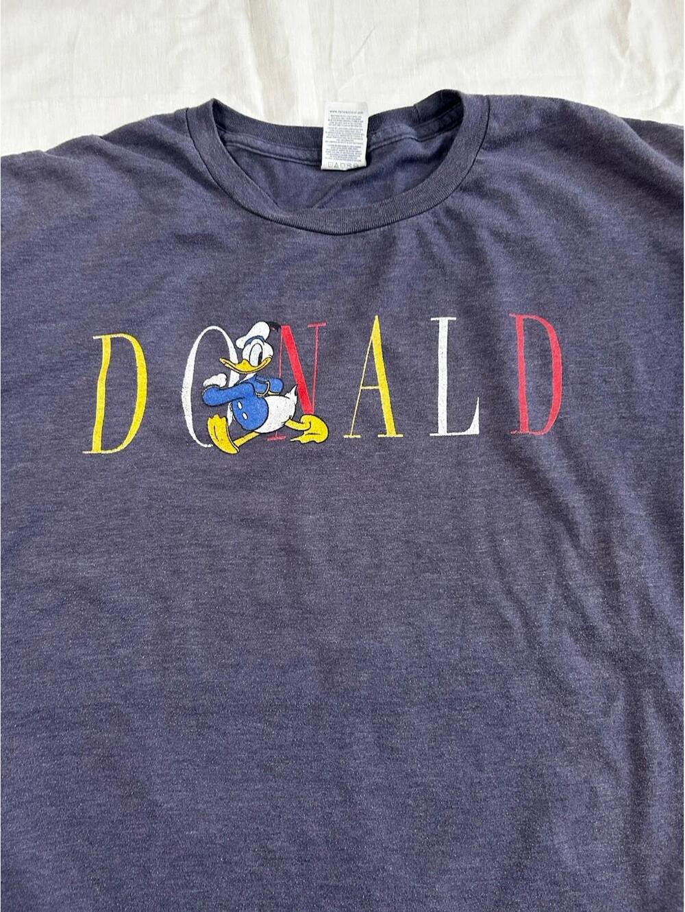 Disney Donald Duck Spell Out Adult Size 3XL T shirt Heathered Blue Cotton - Picture 2 of 7